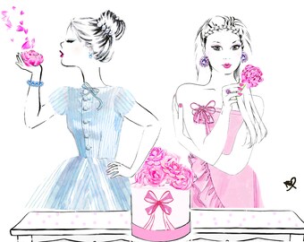 Peonies | Hand crafted card | Girls | greeting card | Glitter | Swarovski crystals | Wedding | Art | Illustration | Fashion Design  | Classy