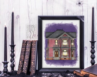 Innes House, Digital Watercolor Charmed House Decor Art Print, Physical Print 11”x14”, UNFRAMED