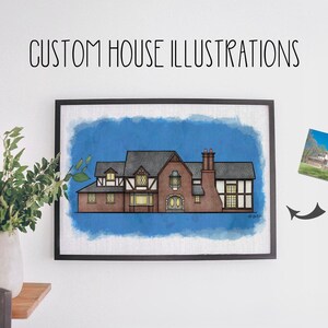 Custom House or Building Digital Watercolor Illustration, Physical Print 11”x14” or 11”x17”, UNFRAMED