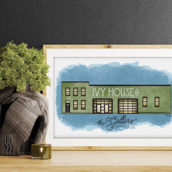 Milwaukee Ivy House, Architectural Digital Watercolor Illustration, Wedding Venue, Physical Print 11”x17”, UNFRAMED