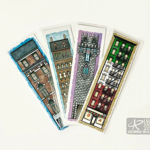 Laminated Bookmark, Architectural Digital Watercolor Illustration, Architecture Bookmarker, Multiple Buildings Available