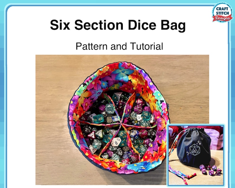 Six Section Dice Bag With Pockets Pattern and Tutorial Sewing Etsy