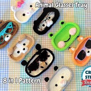 Crochet Animal Glasses Tray Pattern: Bulky Yarn, 8-in-1 Bundle (Downloadable PDF)