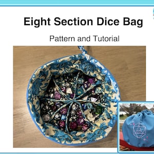 Acht Abschnitte Würfeltasche mit Taschen Muster und Nähanleitung Nähanleitung für DnD Pathfinder und Rollenspiele (herunterladbare PDF-Dateien)
