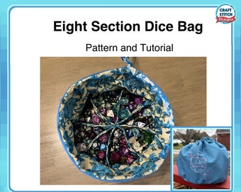 Eight Section Dice Bag With Pockets Pattern and Tutorial Sewing Pattern for Dnd Pathfinder and Roleplay Games downloadable PDF Etsy