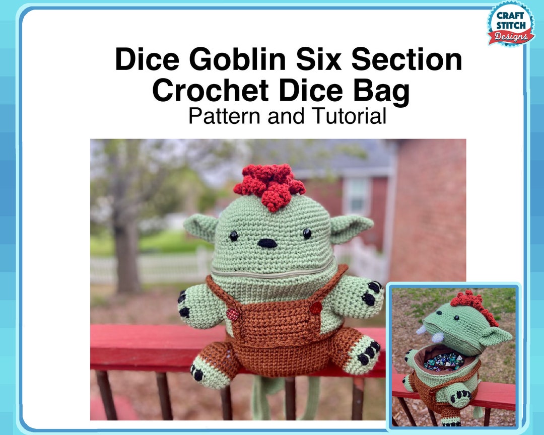 Crochet Dice Goblin Bag Pattern: Amigurumi DND Pathfinder Backpack