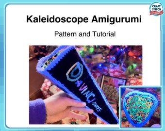 Kaleidoscope Amigurumi Crochet Pattern: UV Reactive Embroidery (Downloadable PDF)