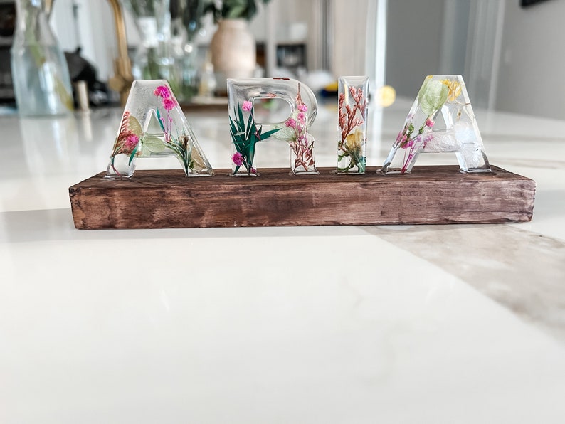 Pressed Flower Resin Name Plate Etsy