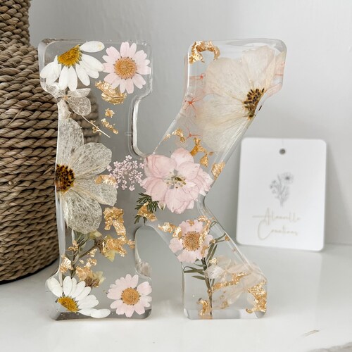 Pressed Flower Resin Name Plate Etsy