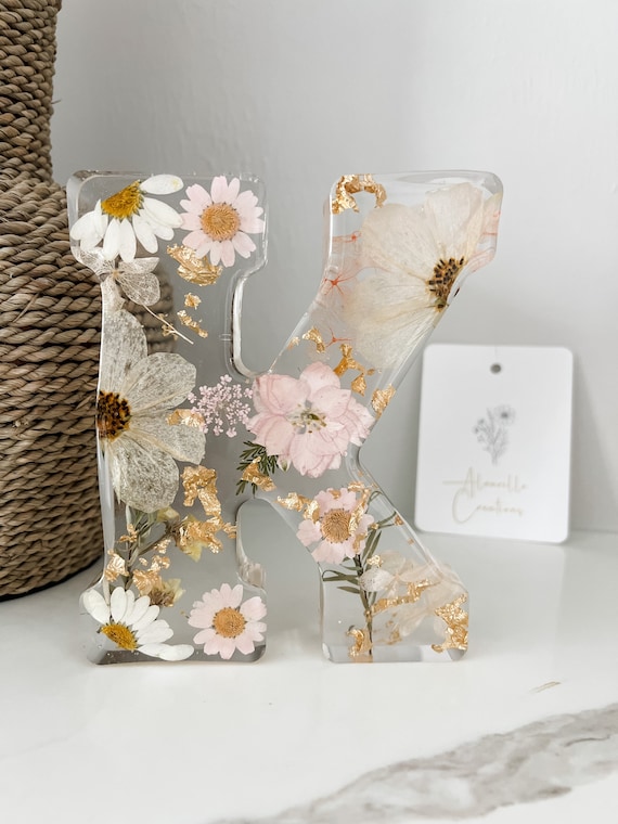 Pressed Flower Resin Letters Etsy