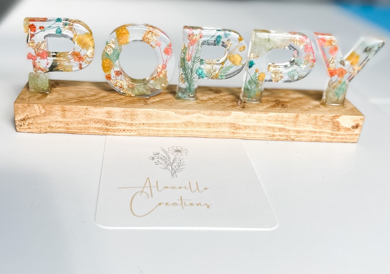 Pressed Flower Resin Name Plate Etsy