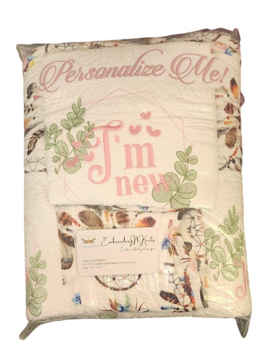 Personalized Dreamcatcher Baby Milestone Quilt - Trendy Baby Shower - Floral Baby Milestone Blanket - Newborn Baby Blanket - Soft Baby Quilt - Thumbnail 5