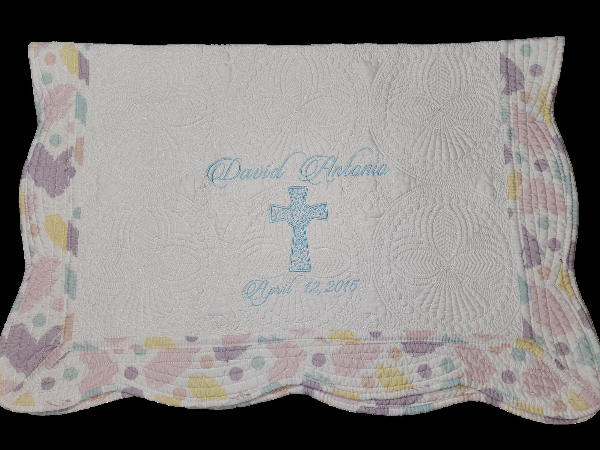 Personalized Baptism Blanket with Embroidered Cross - Thumbnail 6