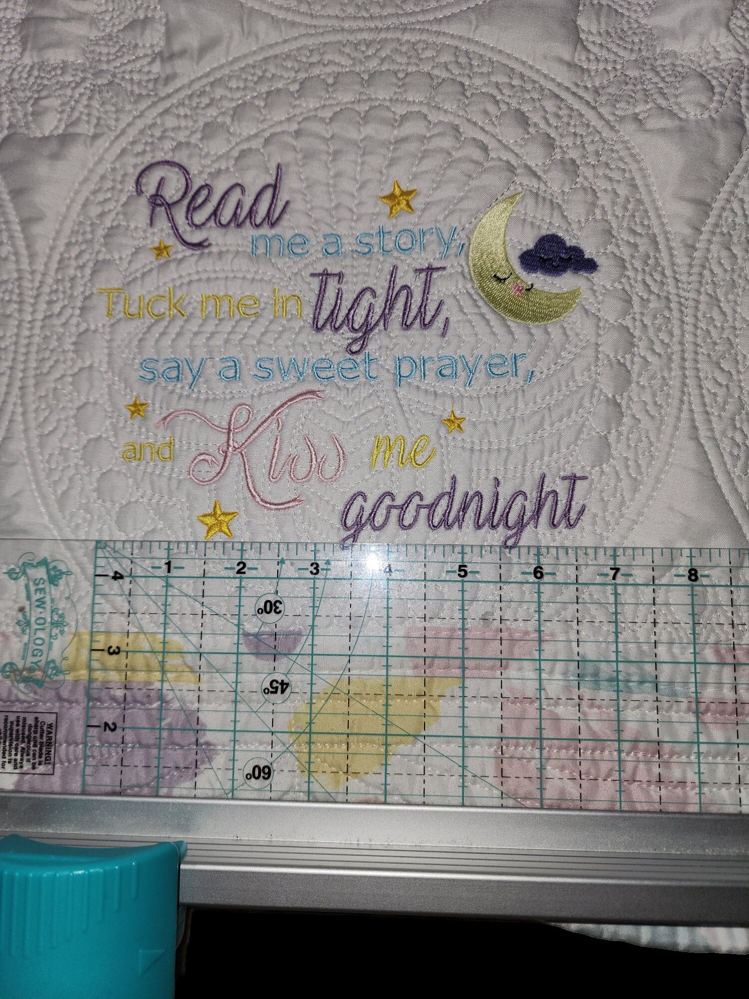 Embroidered Read me a story Children's Quilt - Just Waiting for Your Special Child's Name - Thumbnail 5
