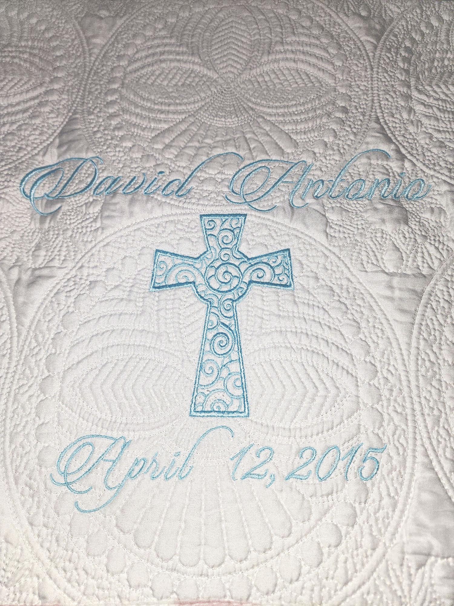 Personalized Baptism Blanket with Embroidered Cross - Thumbnail 5