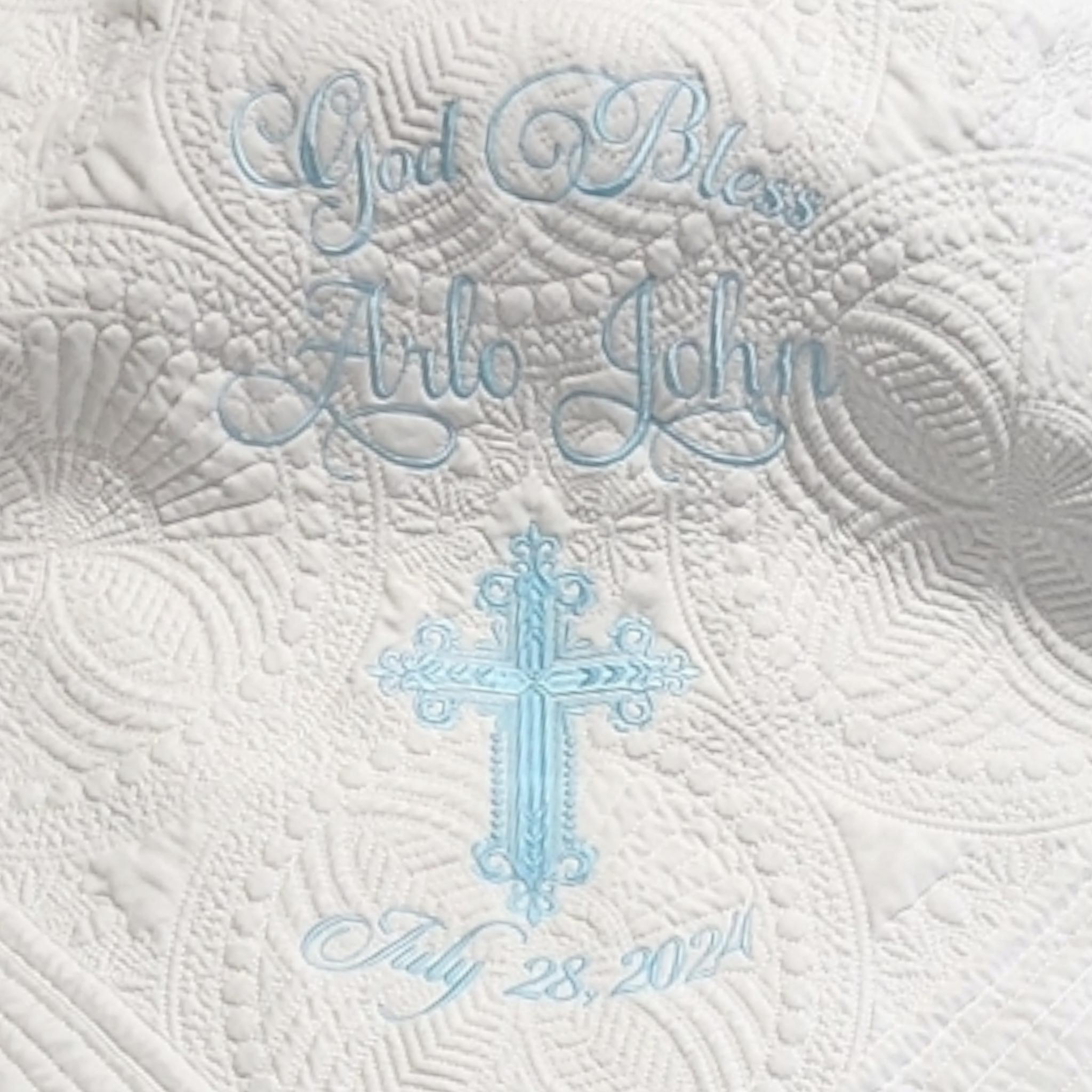 Personalized Baptism Blanket with Embroidered Cross - Thumbnail 7