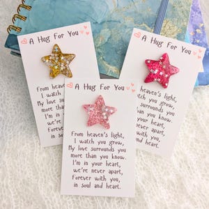 Abrazo de bolsillo con estrella brillante, amigo de bolsillo del cielo para niñas adolescentes, regalo para niñas preadolescentes, amuleto de buena suerte, regalo para calcetines, estrella de apoyo emocional