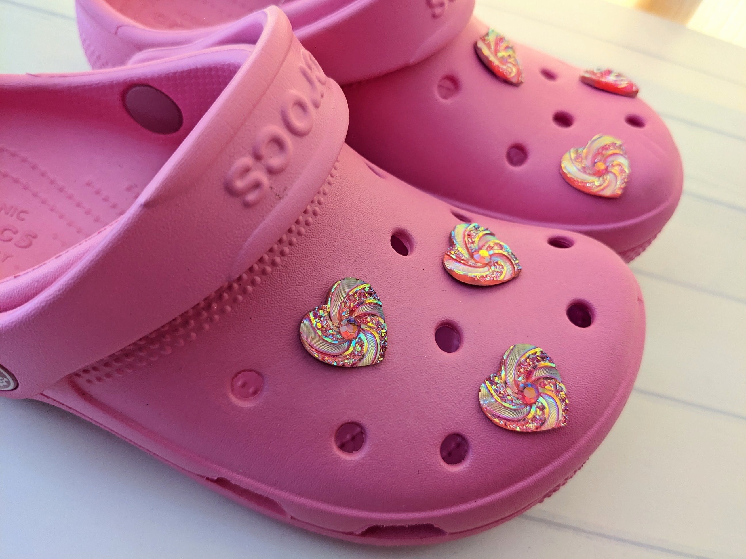 Crocs Women's Classic Clogs With Bling Charms SZ Woman's Sz8 Turq