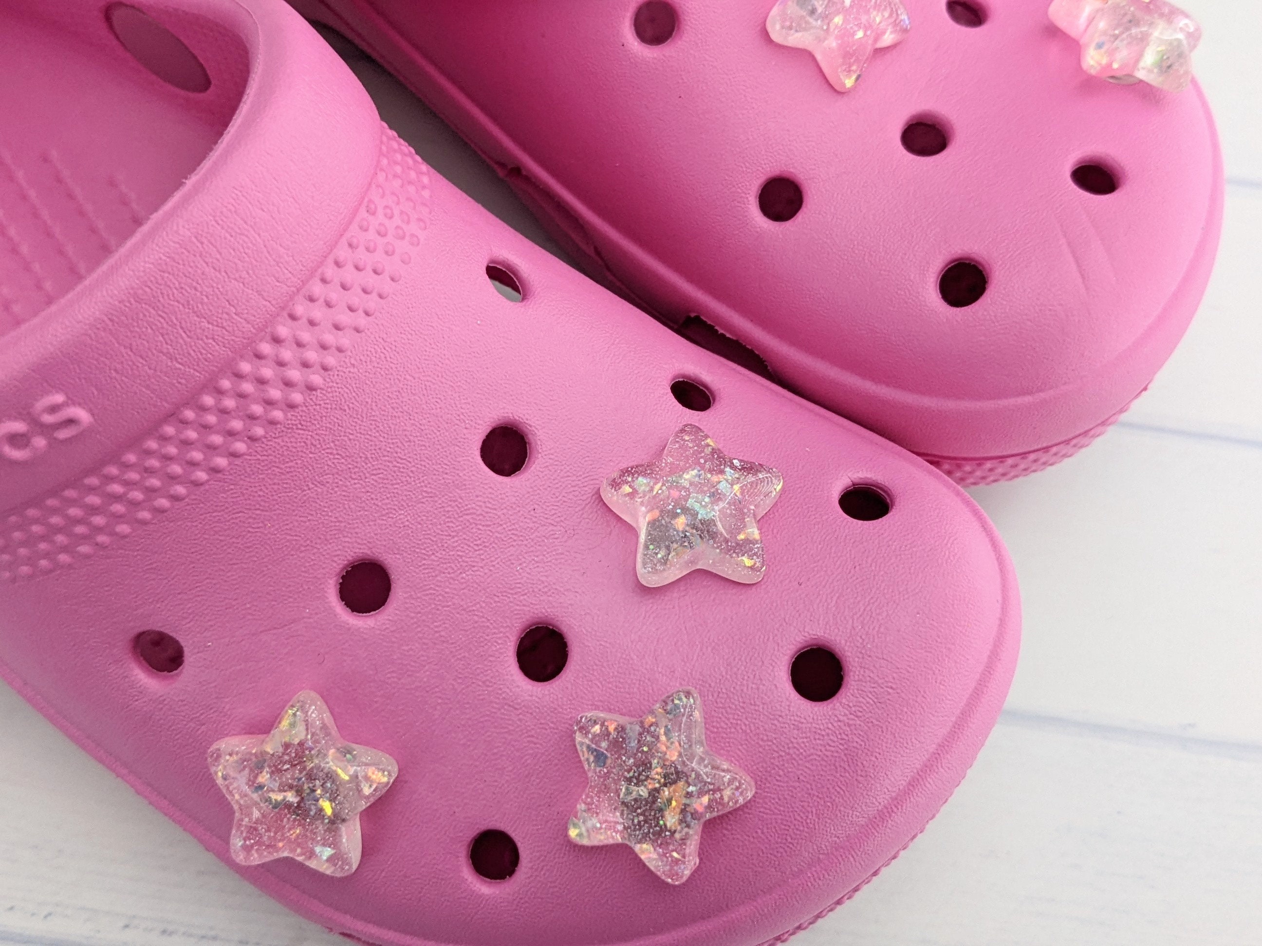 Pink Glitter Star Croc Charms Star Shoe Pins Sparkly Star 