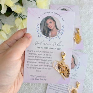 Pour les funérailles, porte-clés papillon, cadeau commémoratif de deuil, carte de condoléances, carte de condoléances pour deuil, cadeau du souvenir