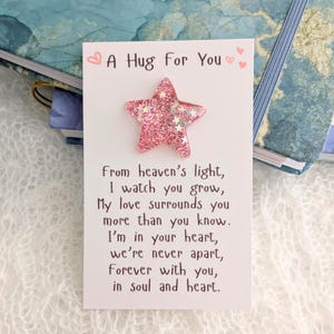Abrazo de bolsillo con estrella brillante, amigo de bolsillo del cielo para niñas adolescentes, regalo para niñas preadolescentes, amuleto de buena suerte, regalo para calcetines, estrella de apoyo emocional