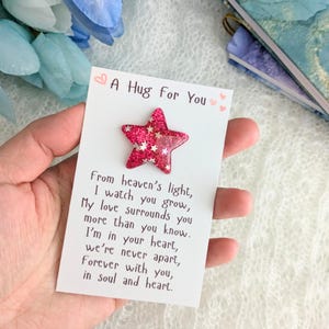Abrazo de bolsillo con estrella brillante, amigo de bolsillo del cielo para niñas adolescentes, regalo para niñas preadolescentes, amuleto de buena suerte, regalo para calcetines, estrella de apoyo emocional