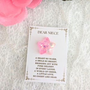 Cadeau nièce de la tante, câlin avec pochette étoile scintillante, cadeaux pour filles, cadeau personnalisé pour nièces, jeton de poche cadeau à ma nièce spéciale