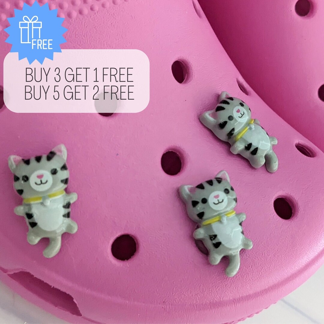 Croc Charm Gray Cat Shoe Charm Kitty Charm for Crocs Shoe Pin Etsy