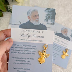 Cartões de funeral em memória amorosa, chaveiro com pingente de anjo, presente memorial de luto, cartão de simpatia, cartão de condolências por luto, presente de lembrança
