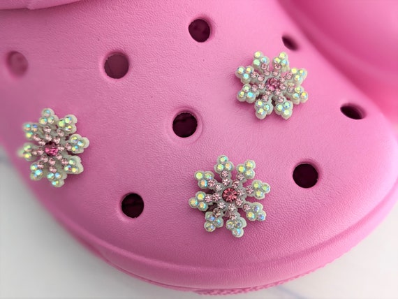 Pink Snowflake Shoe Charms, Winter Theme Crocs Charms, Snowflake Croc Pins, Bling  Croc Charms, Snow Flake Charms for Crocs, Clog Charm Pink 