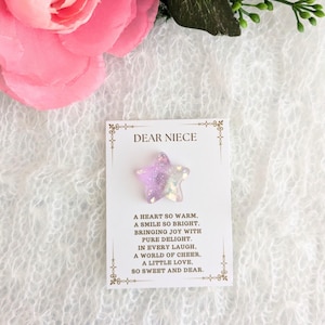 Cadeau nièce de la tante, câlin avec pochette étoile scintillante, cadeaux pour filles, cadeau personnalisé pour nièces, jeton de poche cadeau à ma nièce spéciale