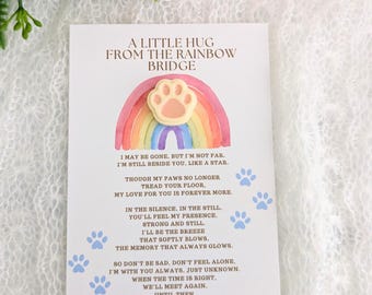 Tarjeta de puente de arcoíris para conmemorar a una mascota, tarjeta de condolencias por la pérdida de un perro, regalo de duelo por la pérdida de un gato, poema de puente de arcoíris, regalo de duelo, pérdida de una mascota