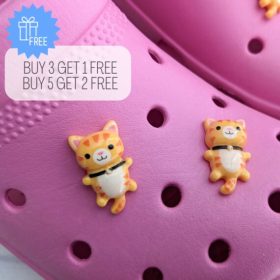 Rotating Cat Croc Shoe Charm, Cute Orange Tabby Kitten Croc Pin for Kids, Kitty Shoe Pin, Spinning Croc Charm Cats, Kawaii Cat Shoe Pins