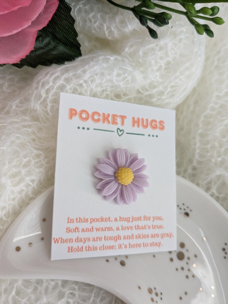 Purple Flower Pocket Hug Gift, Pocket Hug Token, Emotional Support