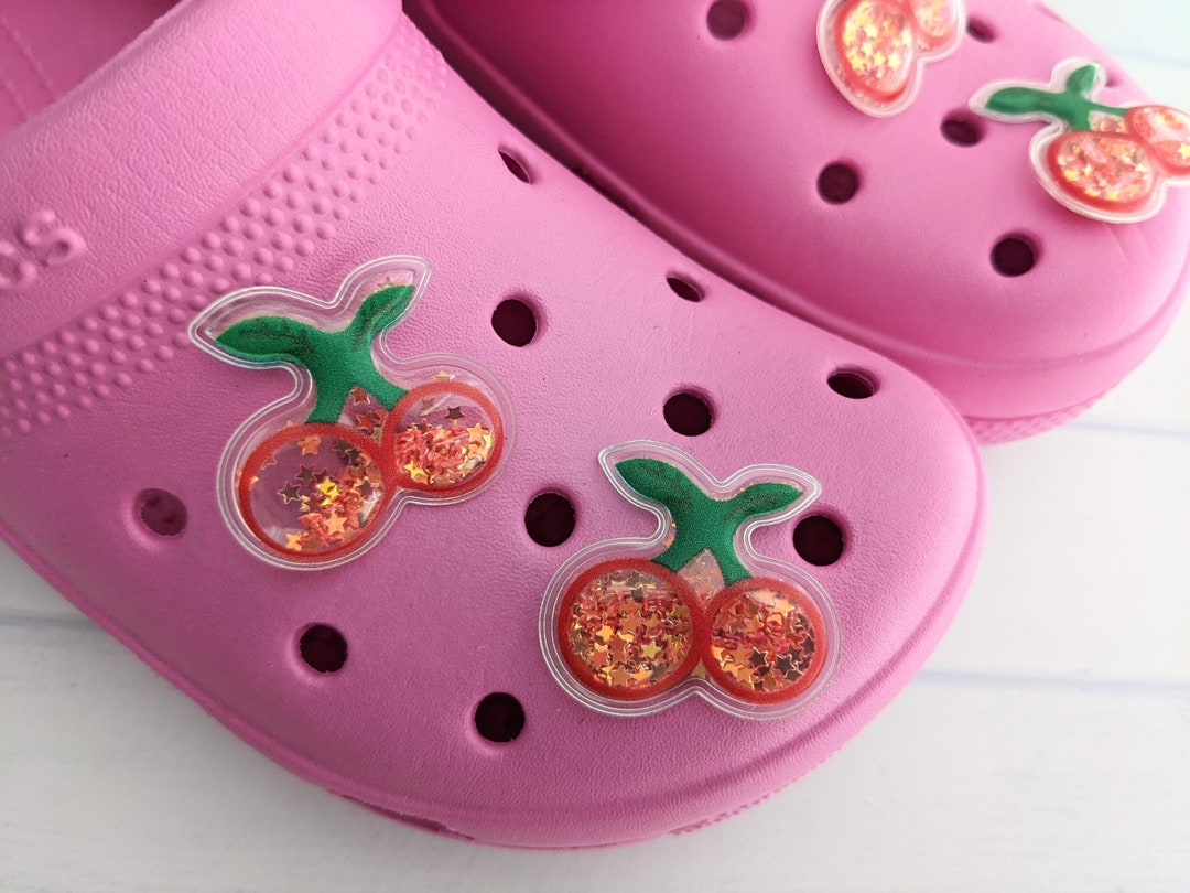 Glitter Cherry Croc Charm, Girly Croc Charms, Glittery Berry Shoe Charm