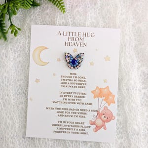 Cadeau de décès d'un bébé avec papillon, câlin du ciel de la part d'un enfant, cadeau de deuil, cadeau de perte d'une fille ou d'un fils, carte de sympathie pour une fausse couche