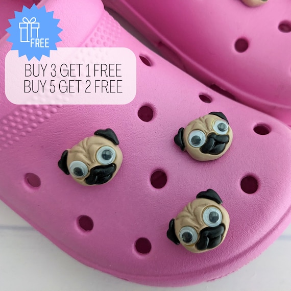 Crocs grey pink womens 9 mens 7 with charms flowers crystal 5 hearts pearl  shoes