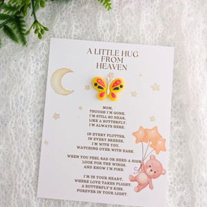 Câlin du ciel de la part d'un enfant perdu, cadeau pour décès d'un bébé avec papillon, cadeau pour deuil, cadeau pour perte d'une fille ou d'un fils, carte de sympathie pour une fausse couche