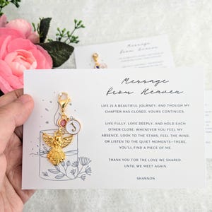 Bericht uit de hemel rouwen herdenkingscadeau, begrafenisgunst, gepersonaliseerde engel bedel sleutelhanger, sympathiecadeau, condoleancecadeau voor dierbaren