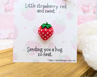 Abrazo de bolsillo de fresa, regalo de apoyo emocional, compañero de bolsillo con mensaje positivo, regalo de regreso a clases para niños, bolsa de regalo para fiestas