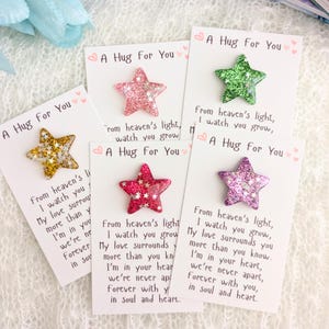 Abrazo de bolsillo con estrella brillante, carta del cielo, amigo de bolsillo del cielo para niña adolescente, regalo para niña preadolescente, amuleto de buena suerte, regalo para calcetines