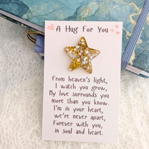 Abrazo de bolsillo con estrella brillante, amigo de bolsillo del cielo para niñas adolescentes, regalo para niñas preadolescentes, amuleto de buena suerte, regalo para calcetines, estrella de apoyo emocional