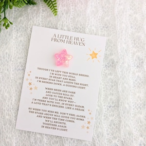 Tarjeta de abrazo desde el cielo, regalo de San Valentín desde el cielo, regalo conmemorativo, regalo de duelo, tarjeta de condolencias, regalo de condolencias con estrella rosa brillante