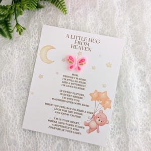 Câlin du ciel de la part d'un enfant perdu, cadeau pour décès d'un bébé avec papillon, cadeau pour deuil, cadeau pour perte d'une fille ou d'un fils, carte de sympathie pour une fausse couche