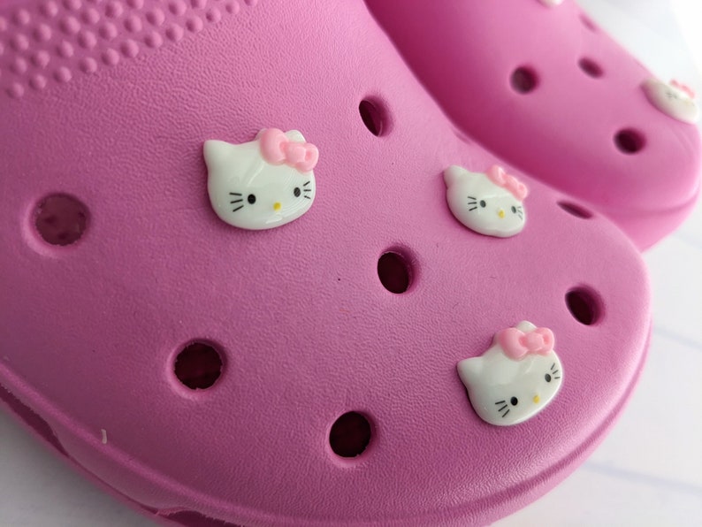 Dainty Hello Kitty Croc Charm White Cat Croc Pin Kitty Crocs Etsy
