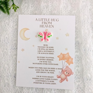 Câlin du ciel de la part d'un enfant perdu, cadeau pour décès d'un bébé avec papillon, cadeau pour deuil, cadeau pour perte d'une fille ou d'un fils, carte de sympathie pour une fausse couche
