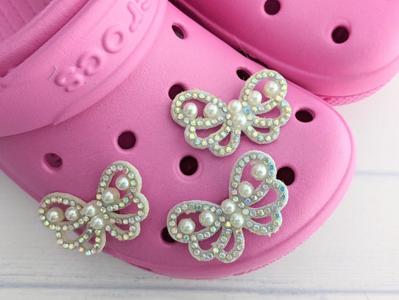 Rhinestone Butterfly Bow Crocs Charms, Bling Bow Charms for Crocs, Sparkly  Shoe Charms, Kawaii Bow Charms for Clogs, Butterfly Croc Pins 