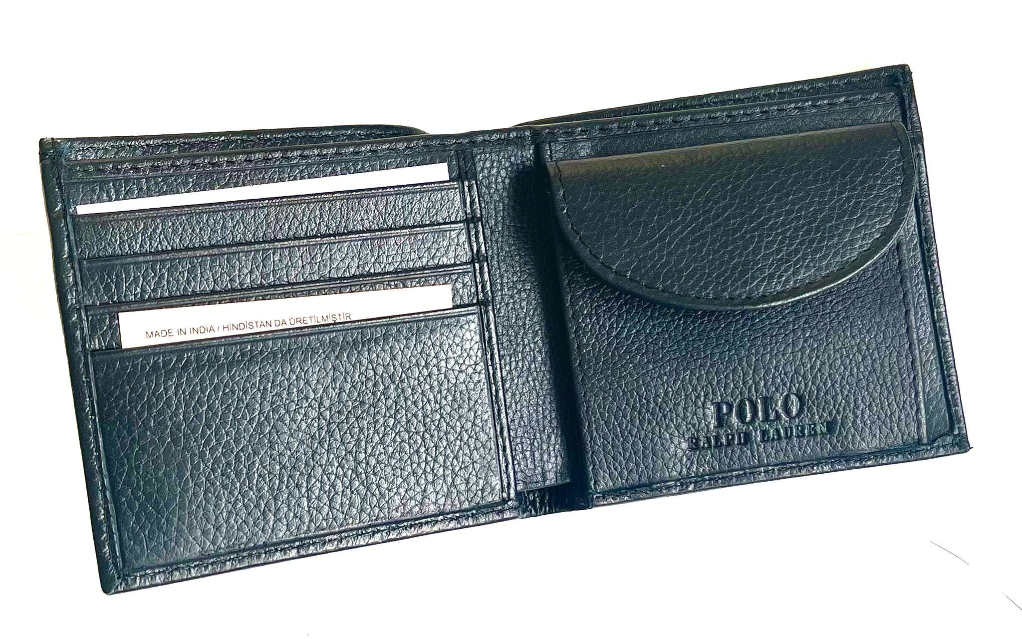 Polo Ralph Lauren Pebble Leather Coin Pocket Wallet Black - Etsy