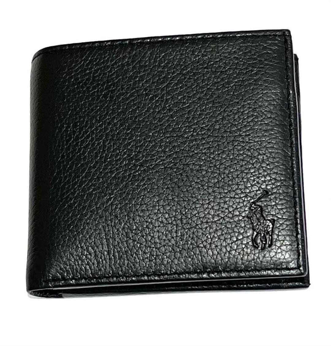 Polo Ralph Lauren Pebble Leather Coin Pocket Wallet Black - Etsy