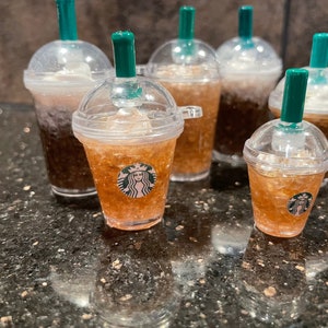 Miniature Starbucks Type Cold Brew with Whipped Cream Keychain
